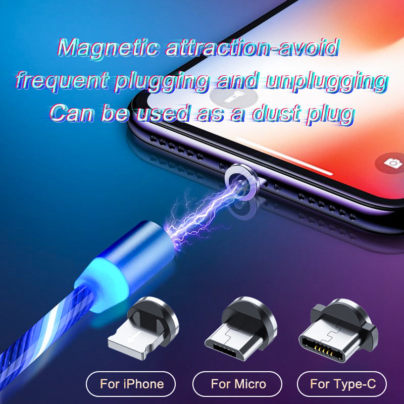 Magnetic Fast Charging Cable – 3-in-1 USB Type-C, Micro USB & iPhone